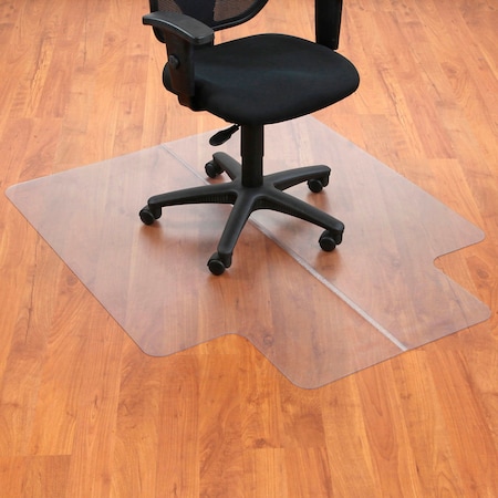Interion By Global Industrial Interion Office Chair Mat for Hard Floor, 45inW x 53inL with 25in x 12in Lip, Straight Edge 250798